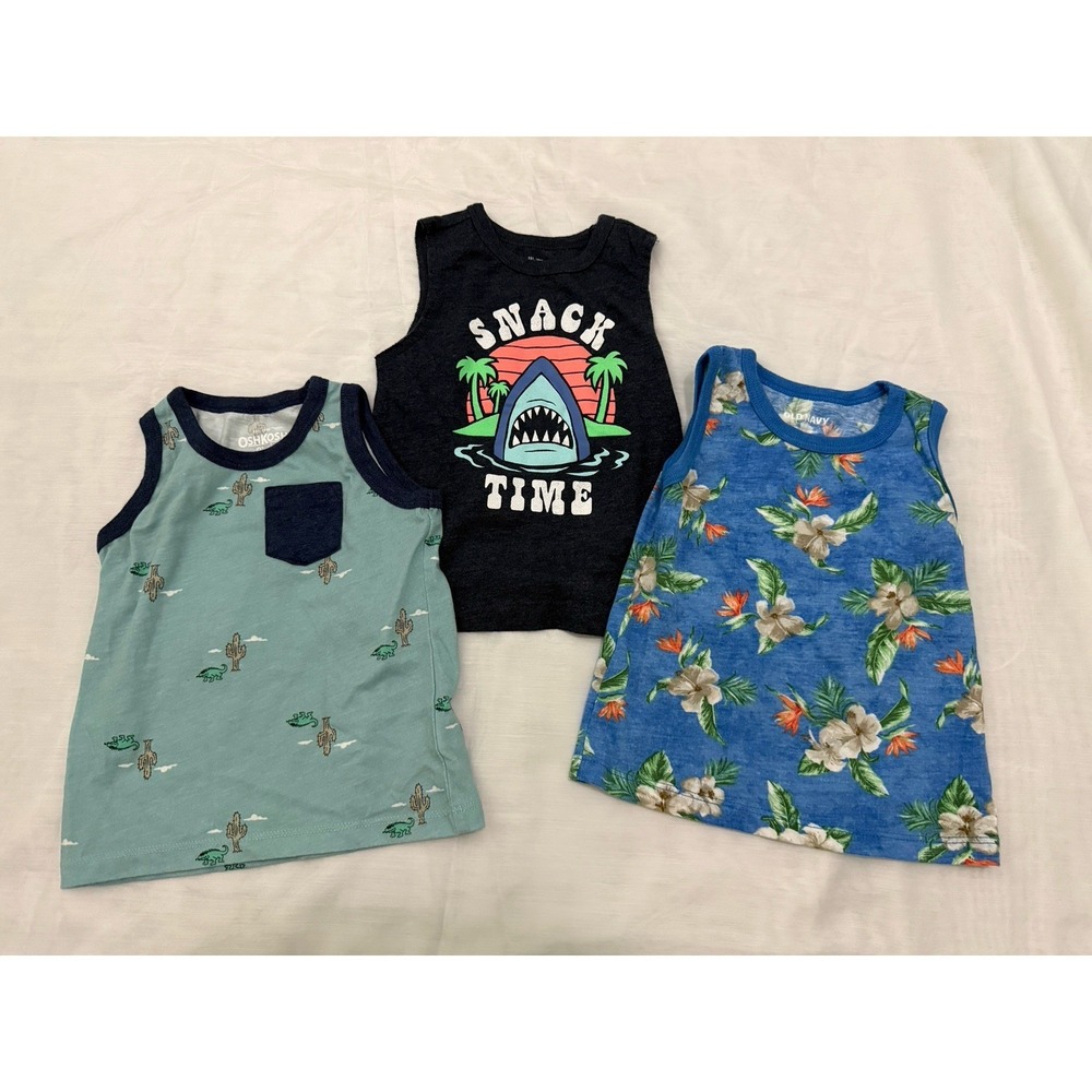 Lot of 3 Tank Tops Shirts Baby Boys Size 12 To 18 Months Osh Kosh Old Navy